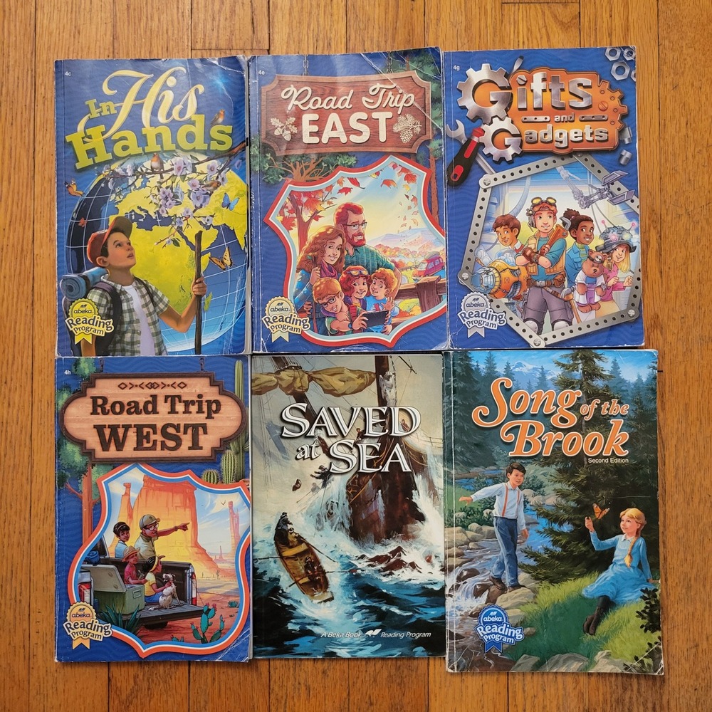 Abeka Grade 4 Reading Program Lot 6 Books Blue Road Trip Saved at Sea Literature